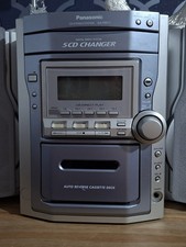 Panasonic SA-PM11 CD Stereo Tape System Silver Blue 5-Disc Changer Fully Working