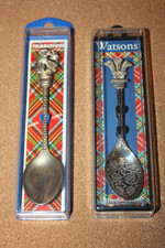 2 x Collectable Silver Plated Spoons Scottish Thistle & Prince of Wales Feathers