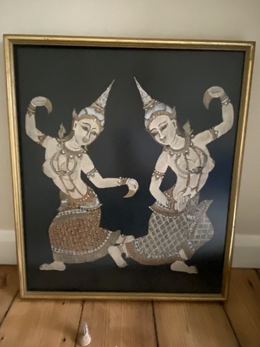 Vintage thai silk painting - silk,