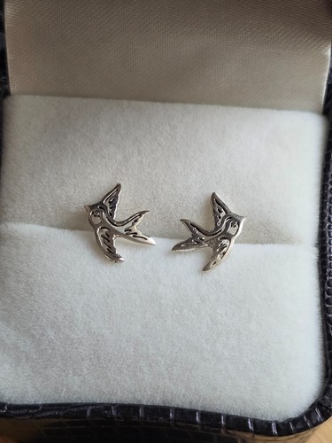Sterling silver cute swallow - silver,