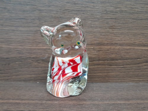 Glass cat paperweight - cat,
