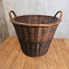 Two Tone Wicker Log Basket Storage Basket With Handles Decorative - 40x40cm