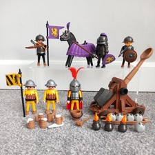 Playmobil 3653 & 3669 - 100% Complete Medieval Castle Knights (Catapult, Purple)
