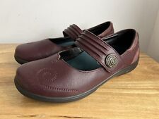 Padders Women's Burgundy Red Leather Hook & Loop Closure Flat Comfort Shoes UK 6