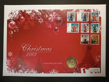 Gibraltar 2007 Christmas Santa Face BU 50p Coin Mercury Cover PNC FDC