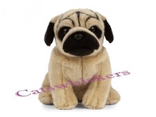 Sitting Pug Puppy Plush Soft Toy Dog Teddy 10 year guarantee. Gift. 21.5cmH