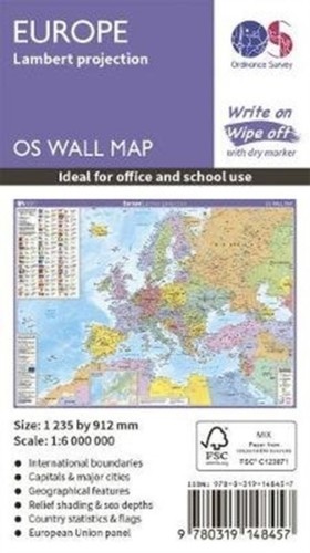 Europe wall map laminated - europe,