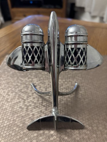 Vintage chrome jet plane cruet - chrome,