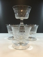 4 x Pall Mall Lady Hamilton cut & etched Sundae glasses or low champagne coupes