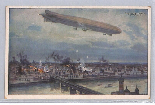 Germany ww1 postcard zeppelin - ww1,