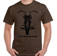 Biker T-Shirt Lifer Behind Bars Mens Funny Bike Motorbike Motorcycle