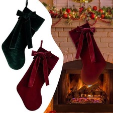 20 Inch Velvet Christmas Stocking with Large Decorative Bow Luxury Velvet UK