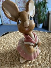 LARGE Vintage Pendelfin Rabbit Figurine Figure Ornament Mother Cherry Dress