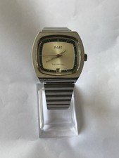 Vintage BULER 17 Jewels TV Dial Silver And Blue Shock Resistant Watch Rare