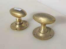 Victorian Brass Door Knobs Handles Plates Old Antique Oval Vintage ODD