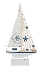 Navy Nautical Ship Statue Wooden LED Sailing Boat Decor Ornament Shells New Gift
