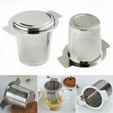 2x Tea Infuser Stainless Steel Tea Filter Strainer With Lid for Loose Tea Coffee
