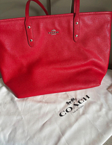 Coach red pebbled - pebbled, tote