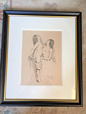 Rene Gifford / Redford Ink & Pencil Female Erotic Study, 1968, frame 17" by 20"