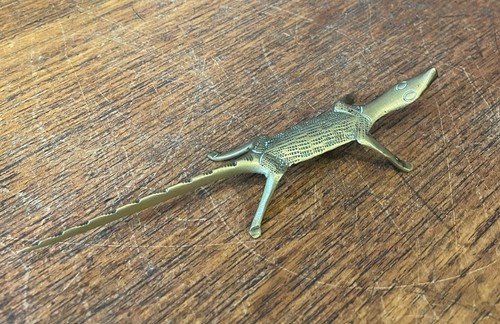 Vintage brass crocodile lizard - vintage,