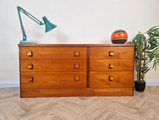 John & Sylvia Reid Stag Vintage Mid Century Golden Teak Extended Chest Drawers