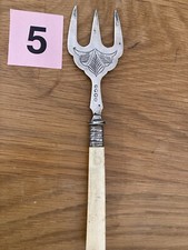ORNATE SILVER PLATE  TOASTING FORK. CREAM  HANDLE