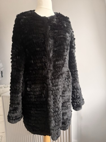 Black real rabbit - black, fur