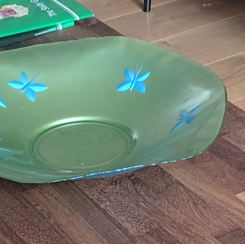 Green blue glass round - glass, bowl