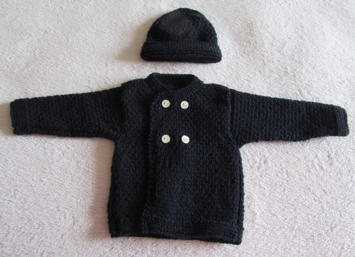 Hand knitted cardigan and hat