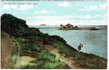 COLOUR POSTCARD -  THE OLD PIER, WESTON-SUPER-MARE SOMERSET  1905