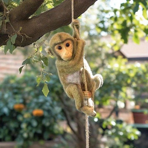 Resin monkey tree decoration - resin,