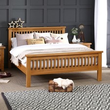 Oak double bed - 6in, bedroom