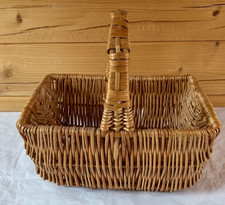 Vintage Wicker Handwoven Shopping Basket 10.5'' x 12''