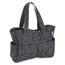 Hobby Gift: Craft Bag: Matt PVC: Sewing Storage: Grey: Leopard: 13 x 36 x 31cm