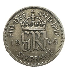 KING GEORGE VI SIXPENCE - 1946