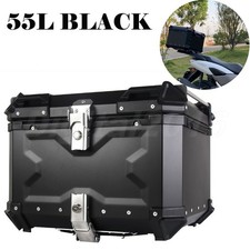 55L Motorcycle Rear Top Box Black Alloy Carrier for BMW Kawasaki Triumph Suzuki