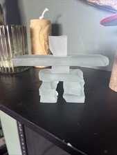 Frosted Glass Inukshuk Blue