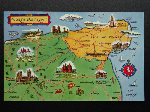 Map postcard north - east, kent