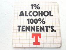 Vintage TENNENT'S - 1% Low Alcohol Lager ...  Cat No'184 Beer mat / Coaster