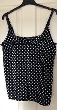 F&F Tesco Black And White Polka Dot Cami Top Size 14 Adjustable Straps