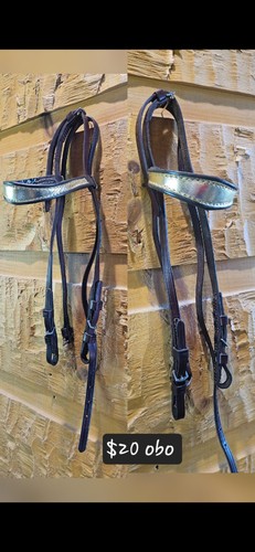 Brown english bridle with gold - brown,