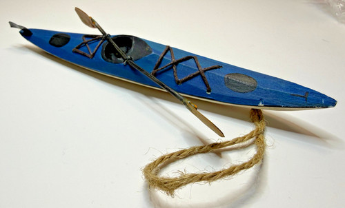 Blue wooden sea - kayak, with