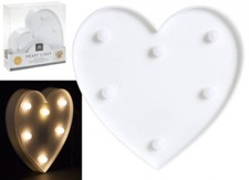 WHITE HEART SIGN WITH LED LIGHT VALENTINE LOVE HEART GIFT SMALL MARQUEE WALL ART