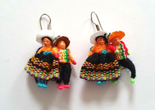 Unique and Beautiful Peruvian Handmade Earrings - couple in ethnic costumes