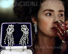 Vintage Rhinestone Tassel Drop Earrings MARIE ANTOINETTE Deco Gatsby Bridal Gift
