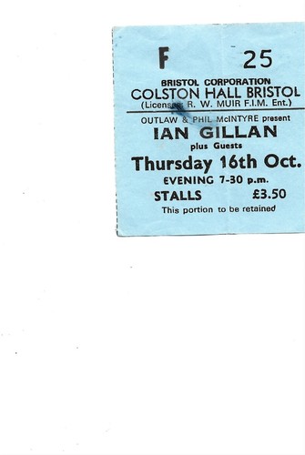Gillan concert ticket stub - gillan,