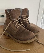ZARA Girls Brown Faux Suede Lace Up Boots - Size 30 EUR