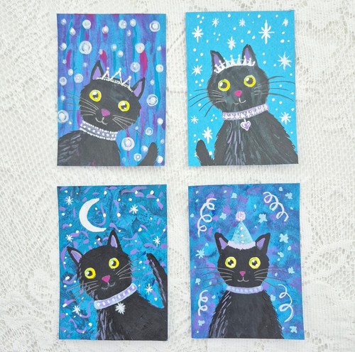 Original aceos black cat - aceos, "black