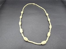 Vintage bovine bone beaded necklace - carved and pierced bone necklace - boho