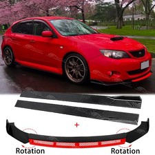 For Subaru Impreza WRX/STI Gloss Front Bumper Splitter Spoiler Lip + Side Skirts
